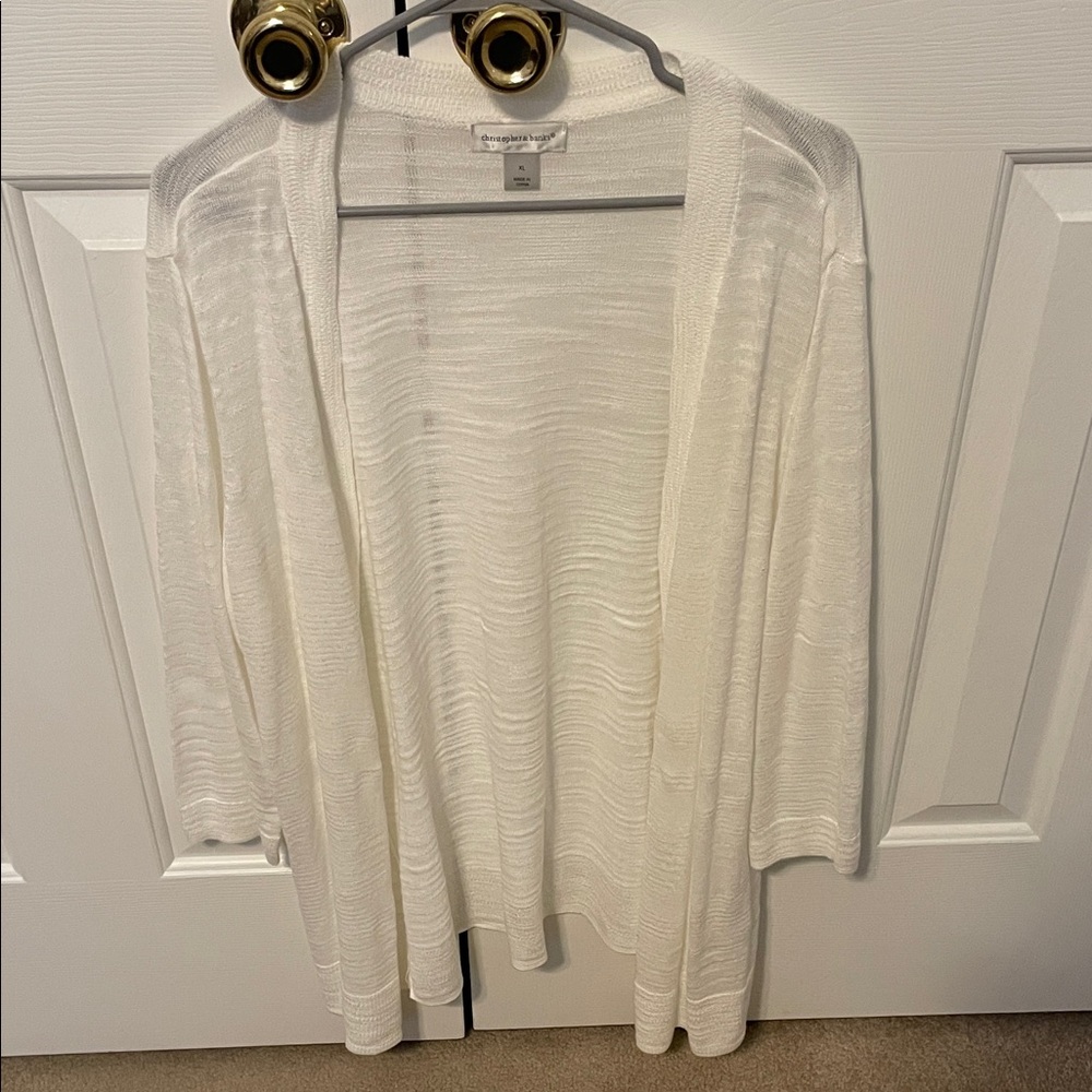 Christopher & Banks Women's White Cardigan Extra Large (Like New)